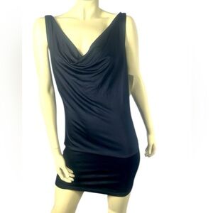 Diane Von Furstenberg Navy Hermia Top Size 2 Cowl Neck Mini Dress